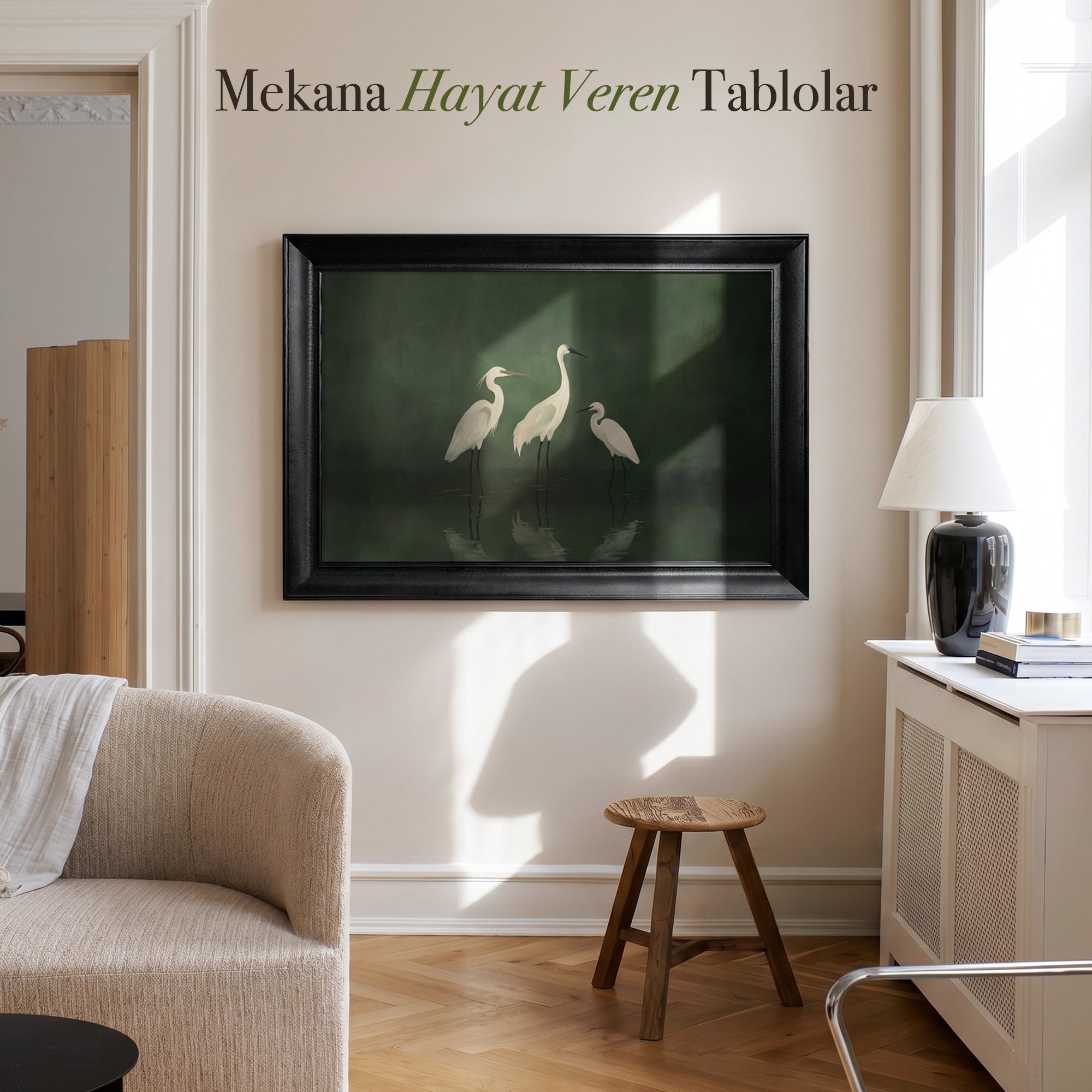 "Beyaz Balıkçıllar" Kanvas Tablo