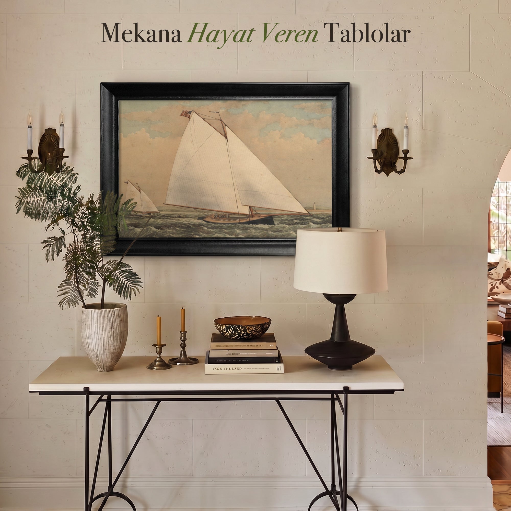 Vintage Yelkenli Tekne Kanvas Tablo – Deniz ve Regatta Temalı Dekoratif Duvar Tablosu