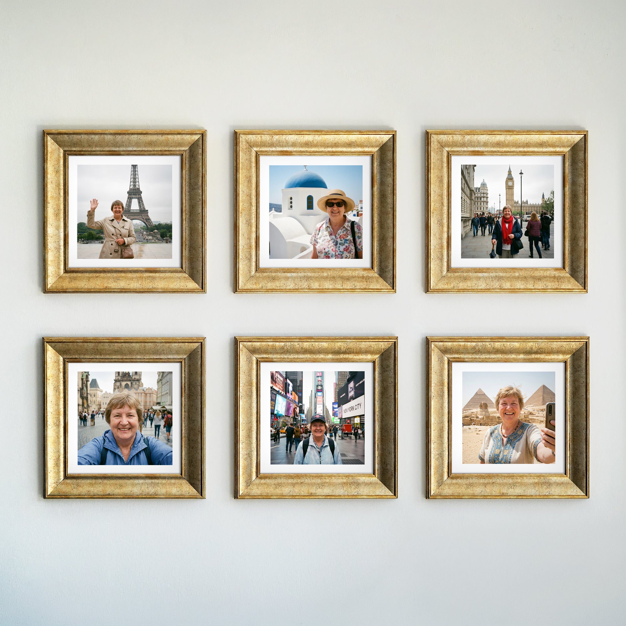 "Güzel Anılar Köşesi" Kişiye Özel Şampanya Çerçeveli Fotoğraf Kolajı Seti