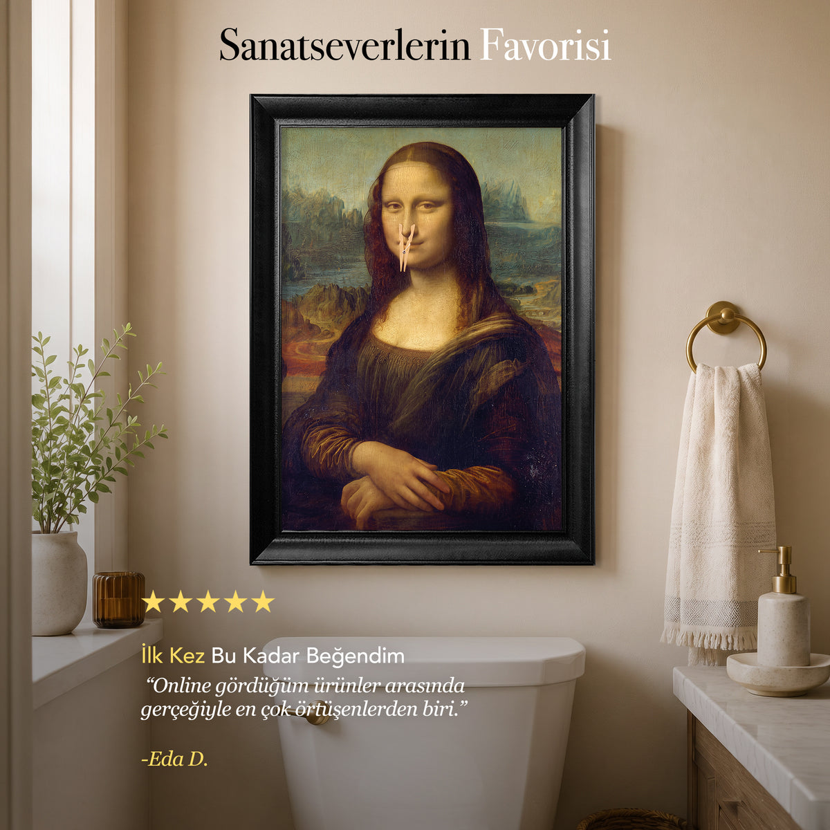Mona Lisa Mandallı Yüz – Mizahi Klasik Sanat Kanvas Tablo