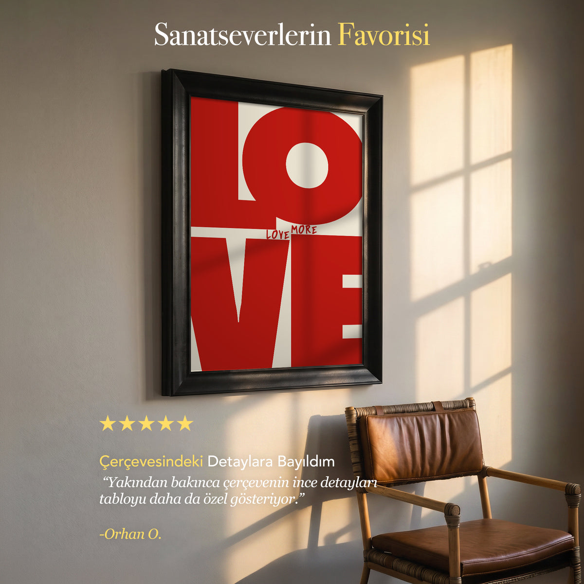 Love More Tipografik Kanvas Tablo