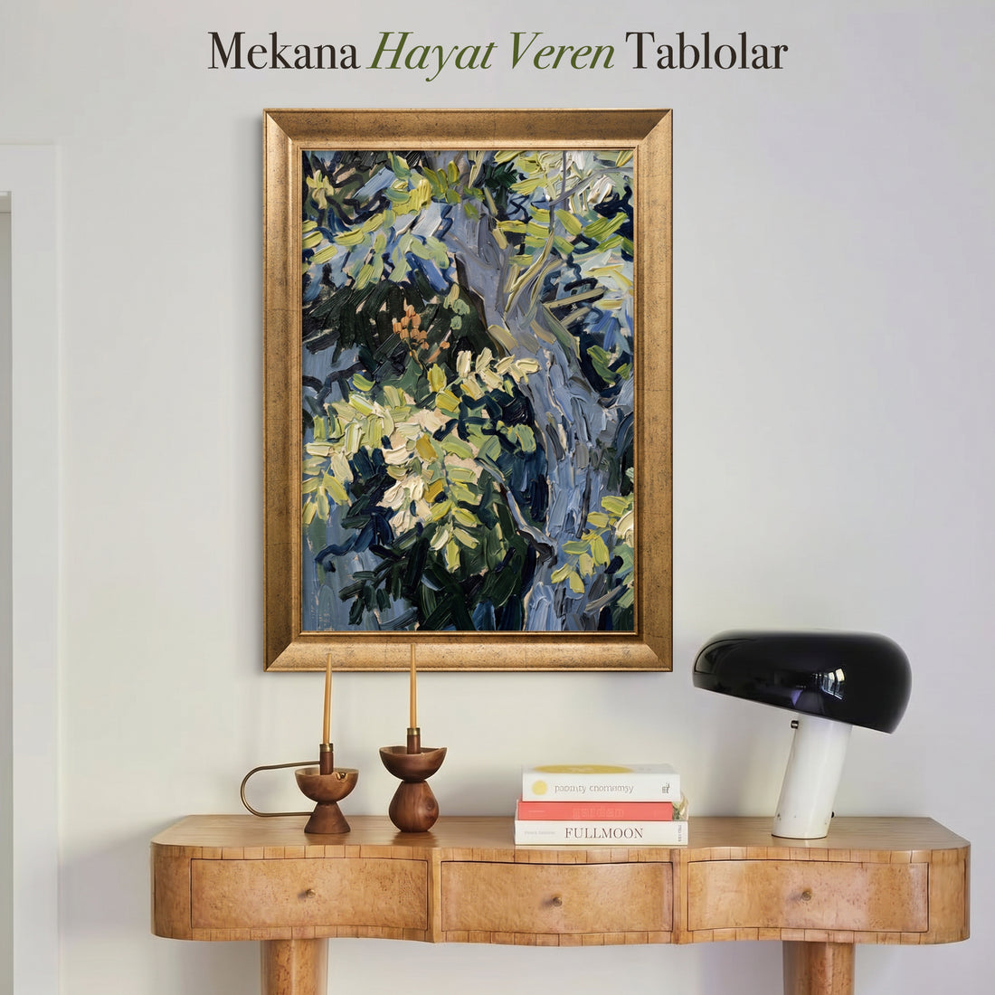 Soyut Ağaç Kanvas Tablo | Modern Doğa Temalı Duvar Dekoru | Yağlı Boya Görünümlü Sanat Eseri
