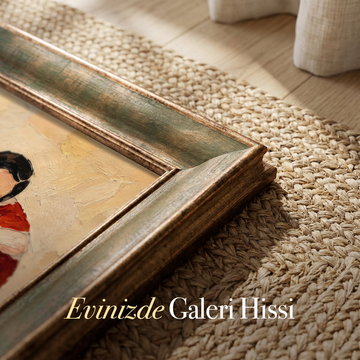 Uyuyan Kadın Kanvas Tablo – Turuncu Çizgili Koltukta Retro Figüratif Duvar Sanatı