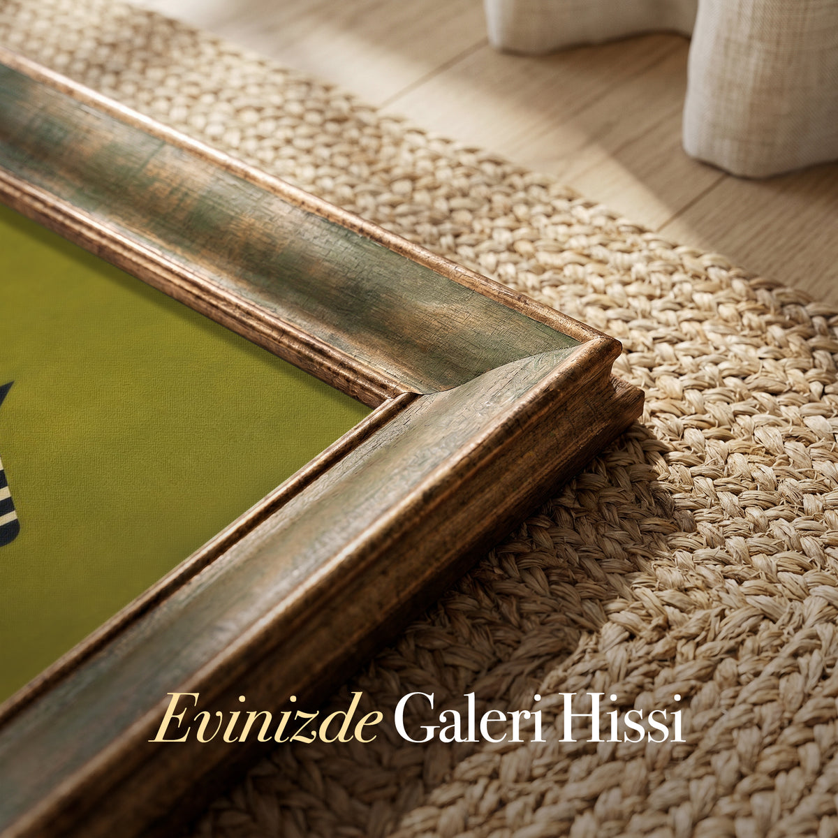Yeşil Zeminde Zebra Figürü Kanvas Tablo