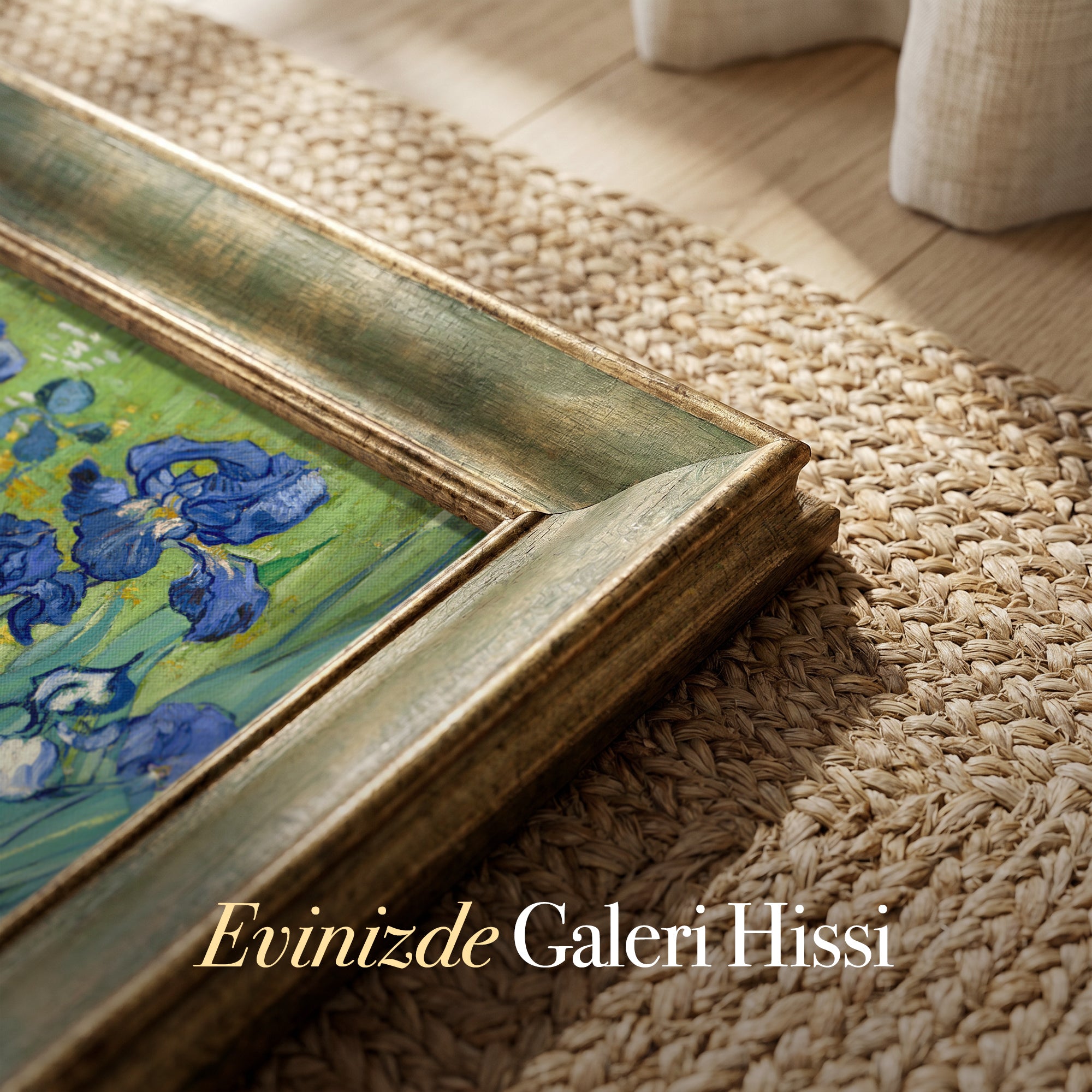 Mor Süsen Çiçekleri Tablosu | Van Gogh Tarzı Floral Kanvas Duvar Dekoru