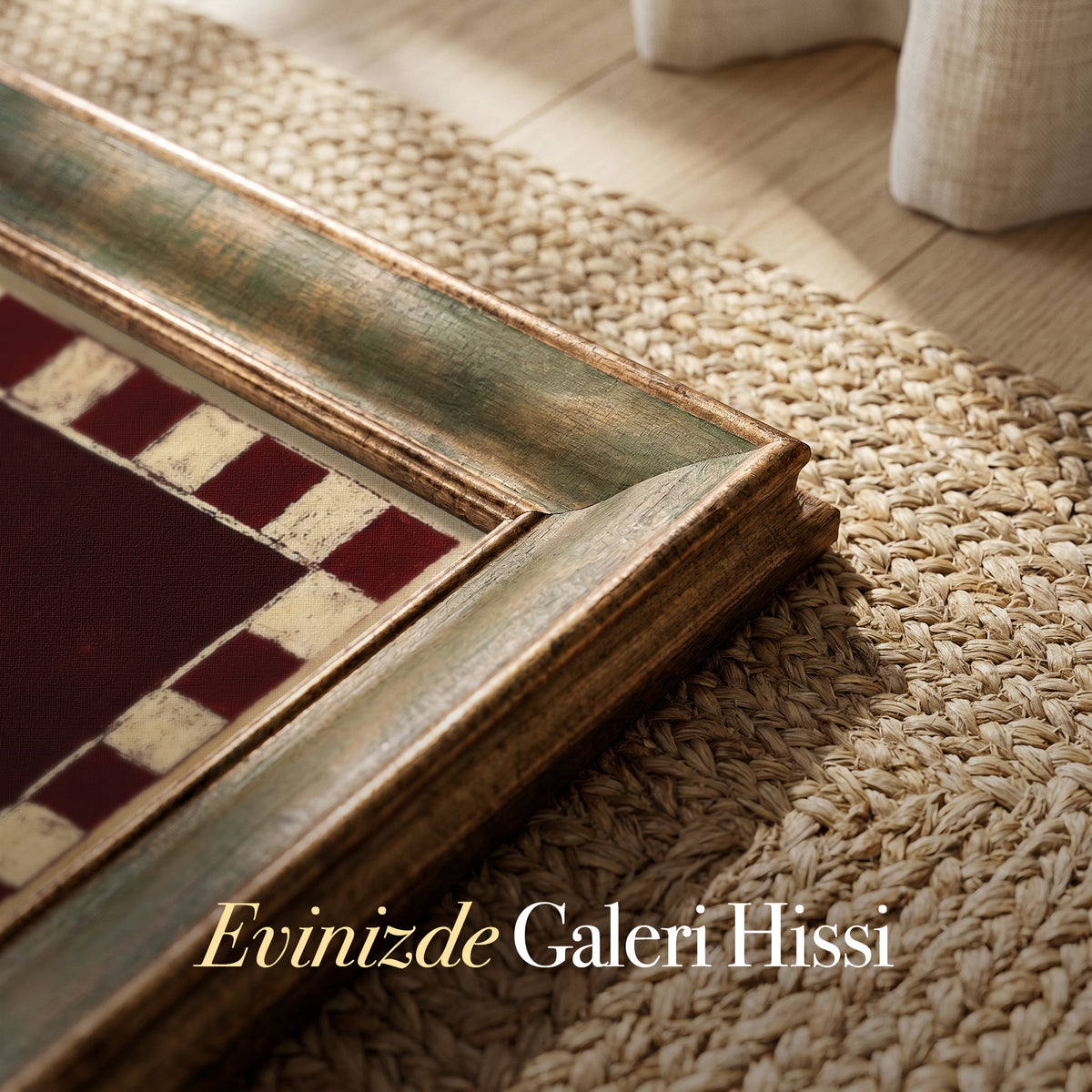 Bordo Zeminde Atlı Binici Kanvas Tablo