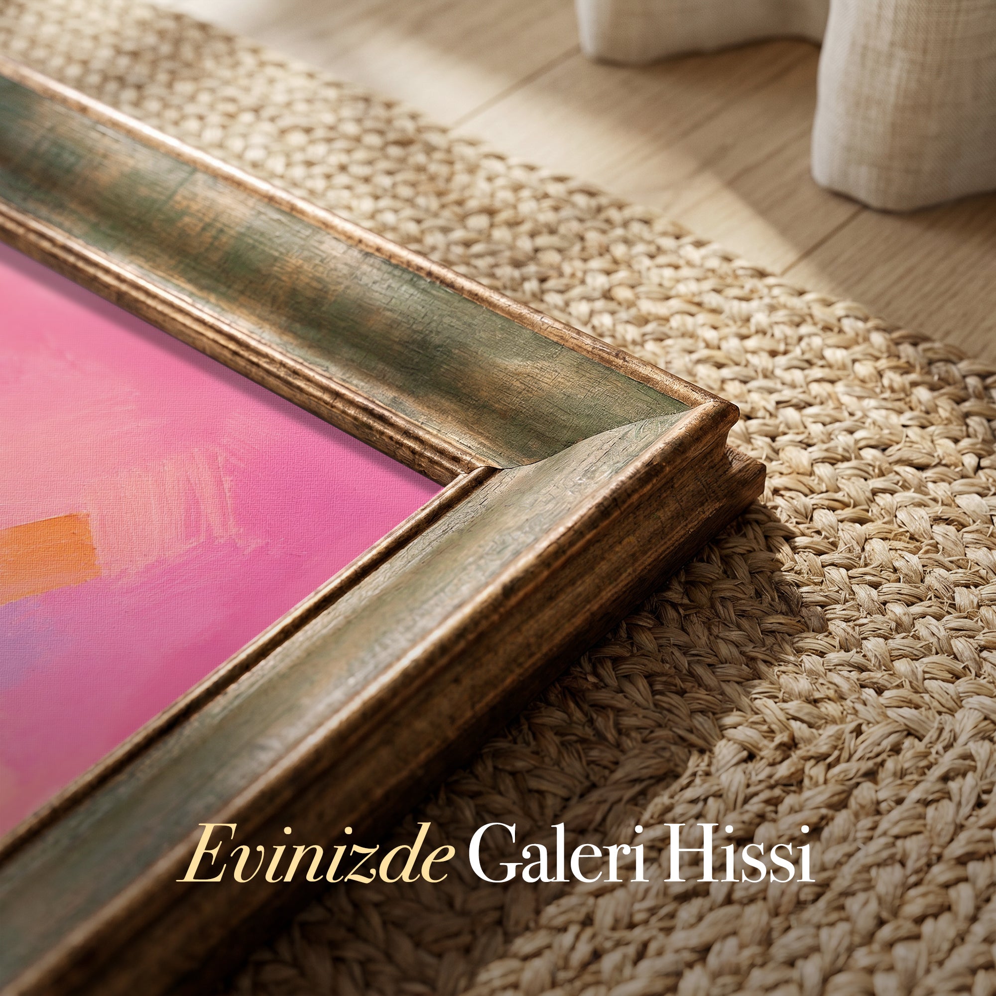 Pembe Zeminde Kelebekler – Renkli Modern Kanvas Tablo