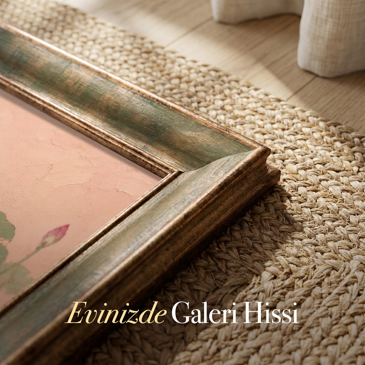 Pembe Zeminde Lotuslar – Vintage Botanik Kompozisyon Kanvas Tablo