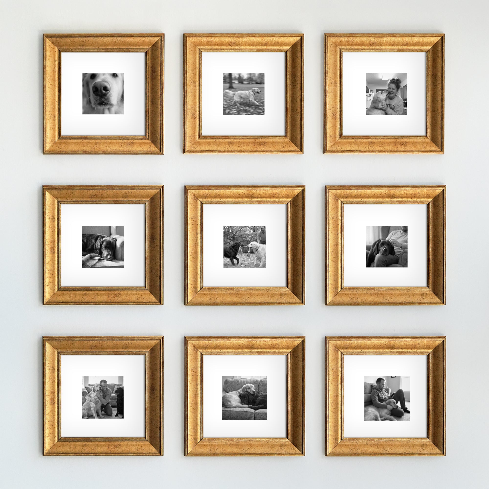 "Güzel Anılar Köşesi" Kişiye Özel Gold Çerçeveli Fotoğraf Kolajı Seti