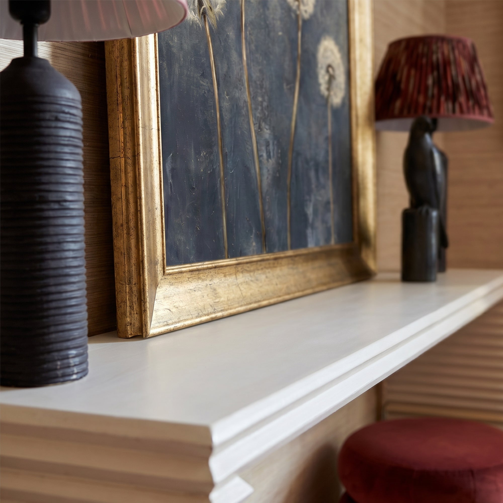 Karahindiba Çiçekleri Kanvas Tablo – Mavi Fonlu Minimalist Botanik Duvar Dekoru