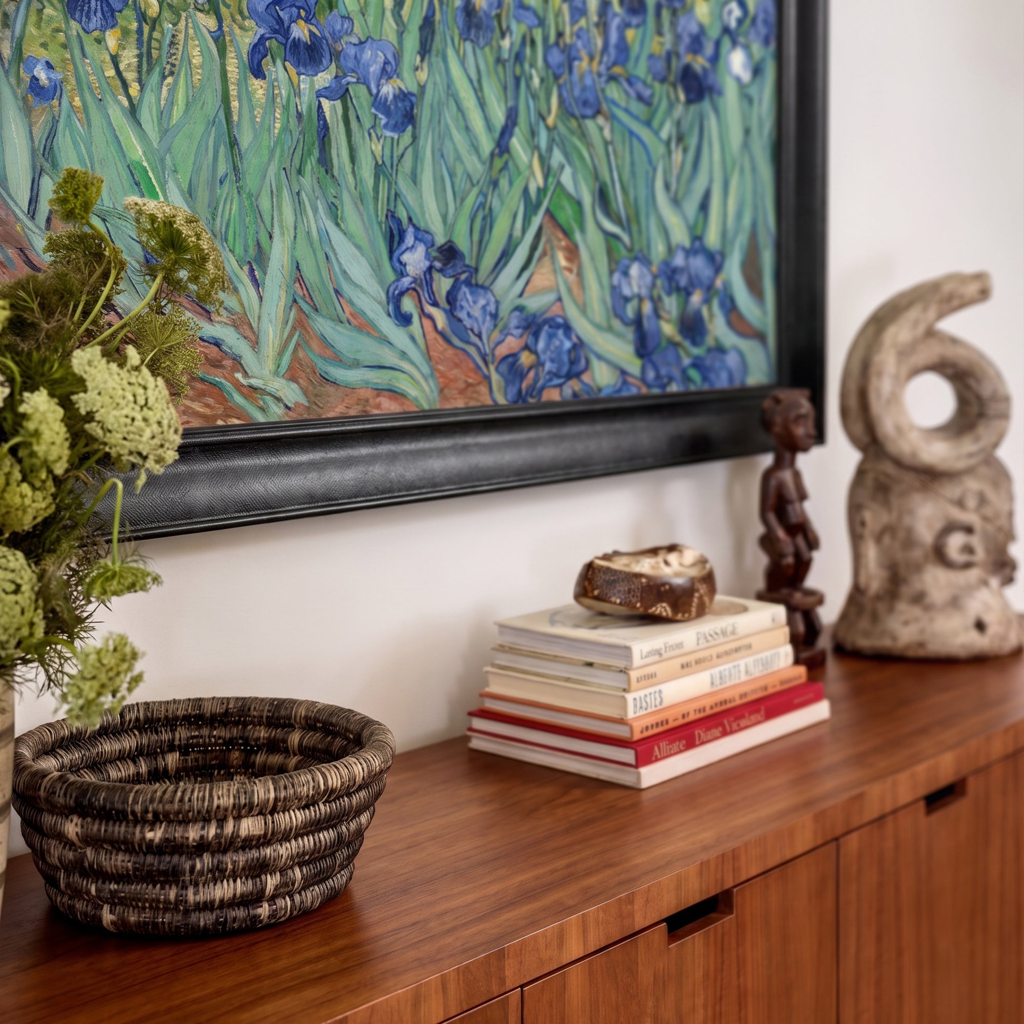 Mor Süsen Çiçekleri Tablosu | Van Gogh Tarzı Floral Kanvas Duvar Dekoru