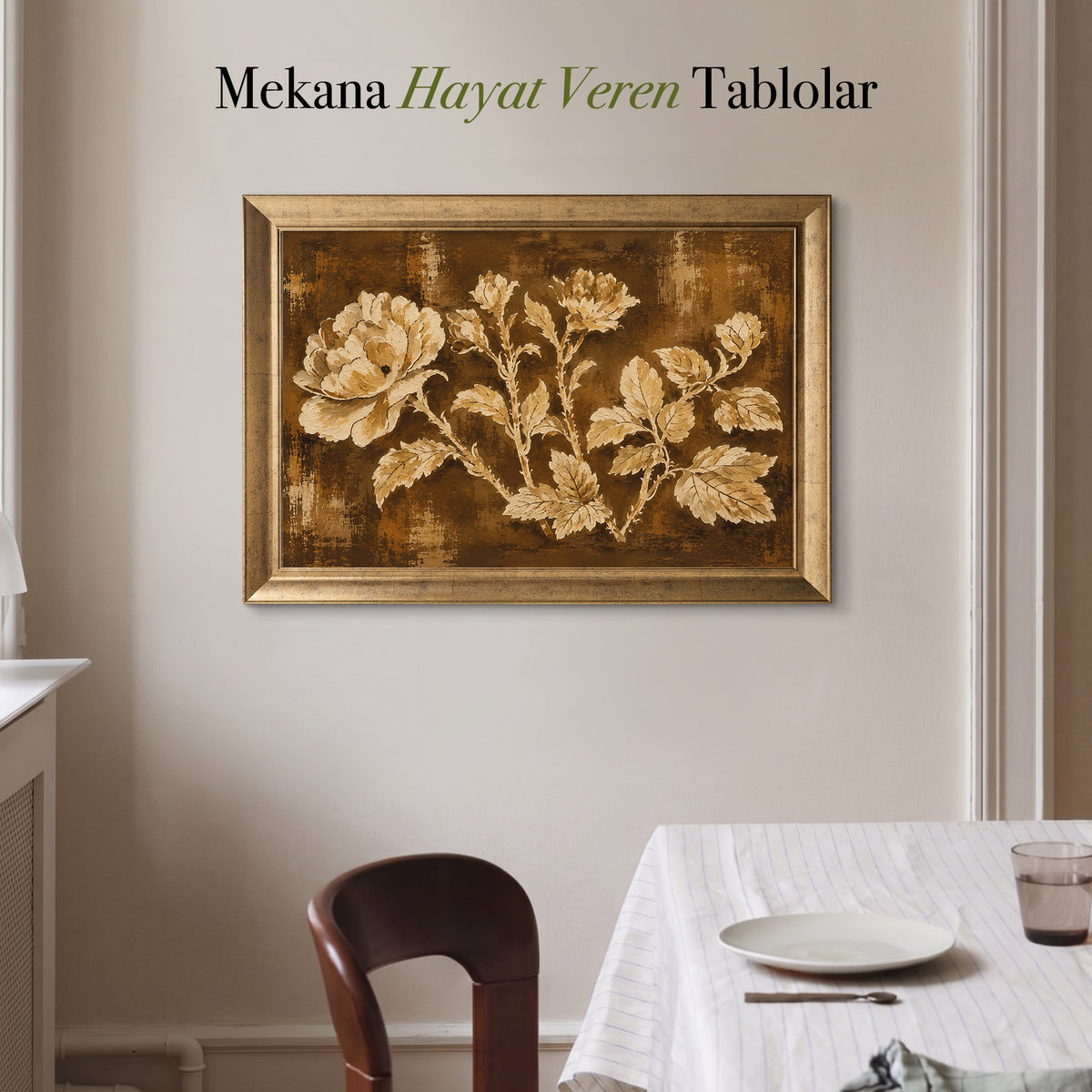Vintage Çiçek Deseni – Klasik Botanik Kanvas Tablo