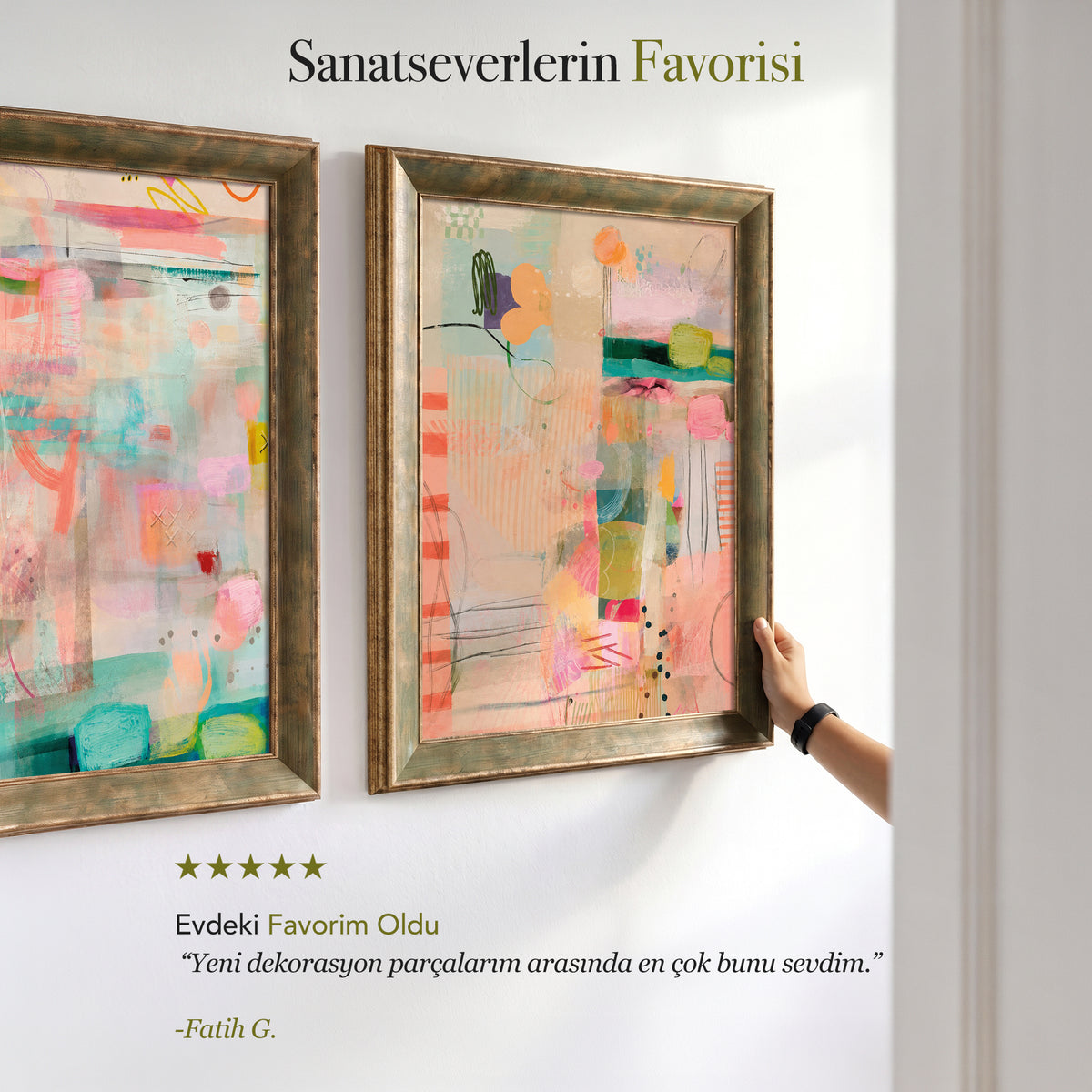 Pastel Soyut Kompozisyonlar İkili Kanvas Tablo Seti