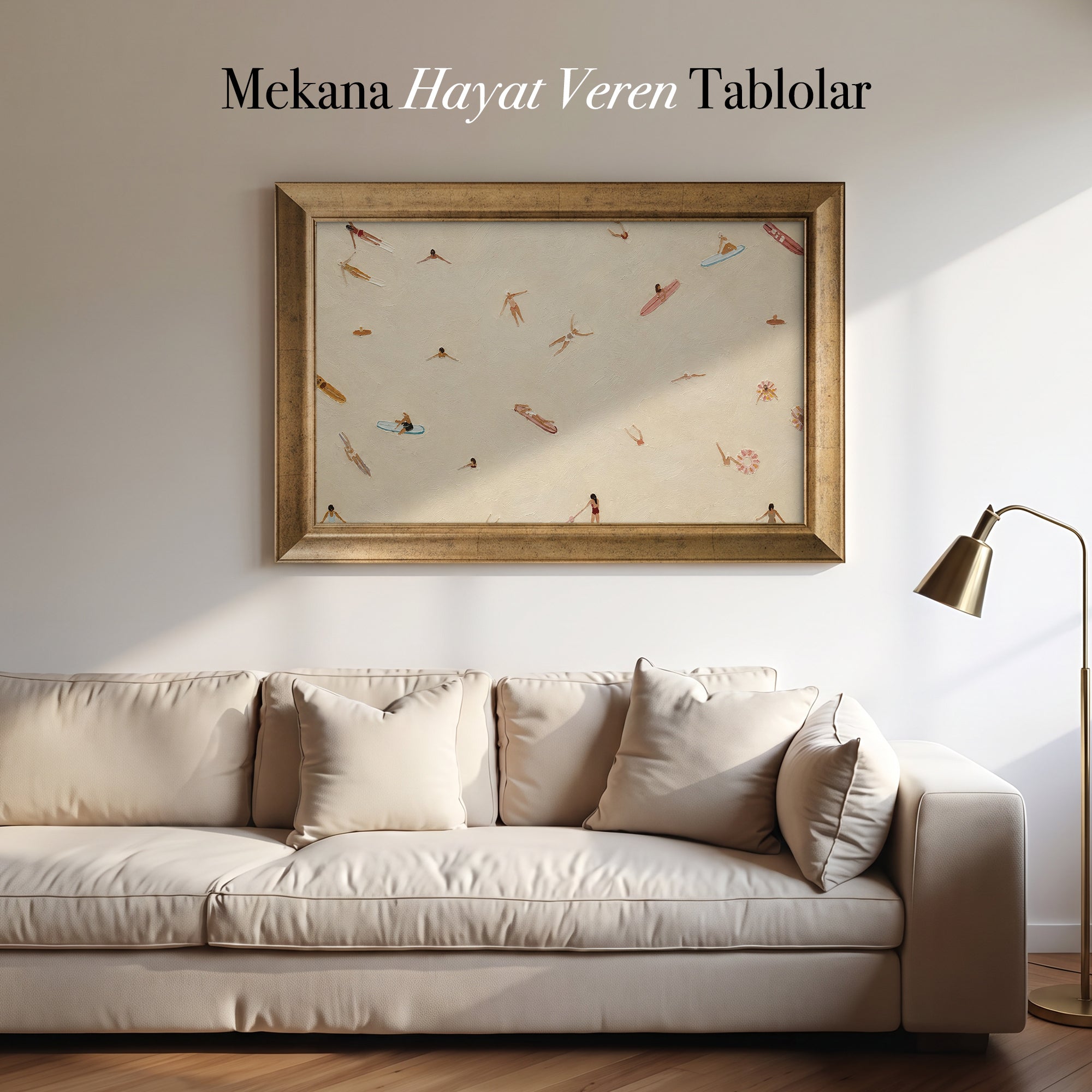 Yaz Tatili Kanvas Tablo – Minimal Plaj ve Yüzme Temalı Duvar Tablosu