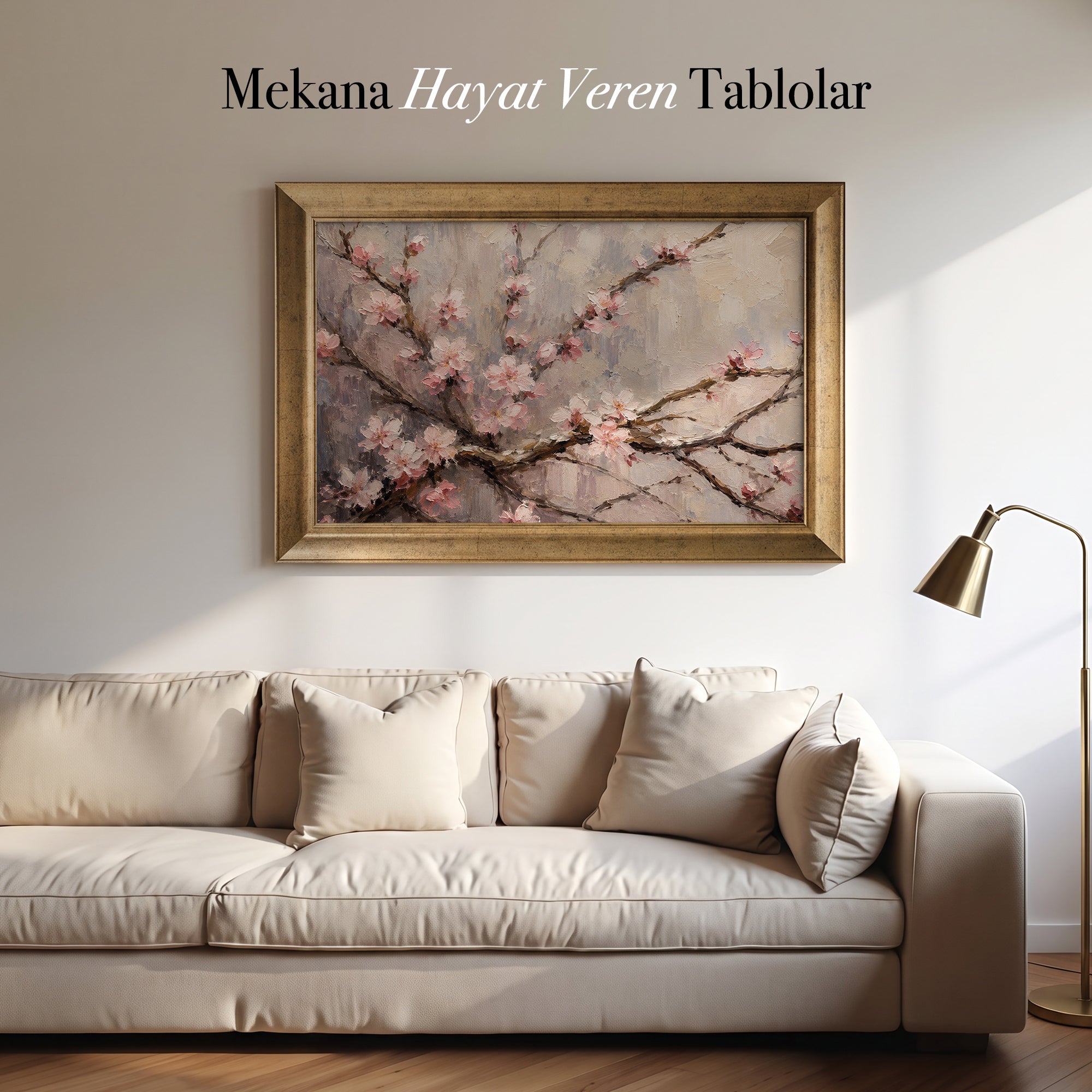 Bahar Çiçekleri Kanvas Tablo – Pembe Çiçekli Duvar Tablosu