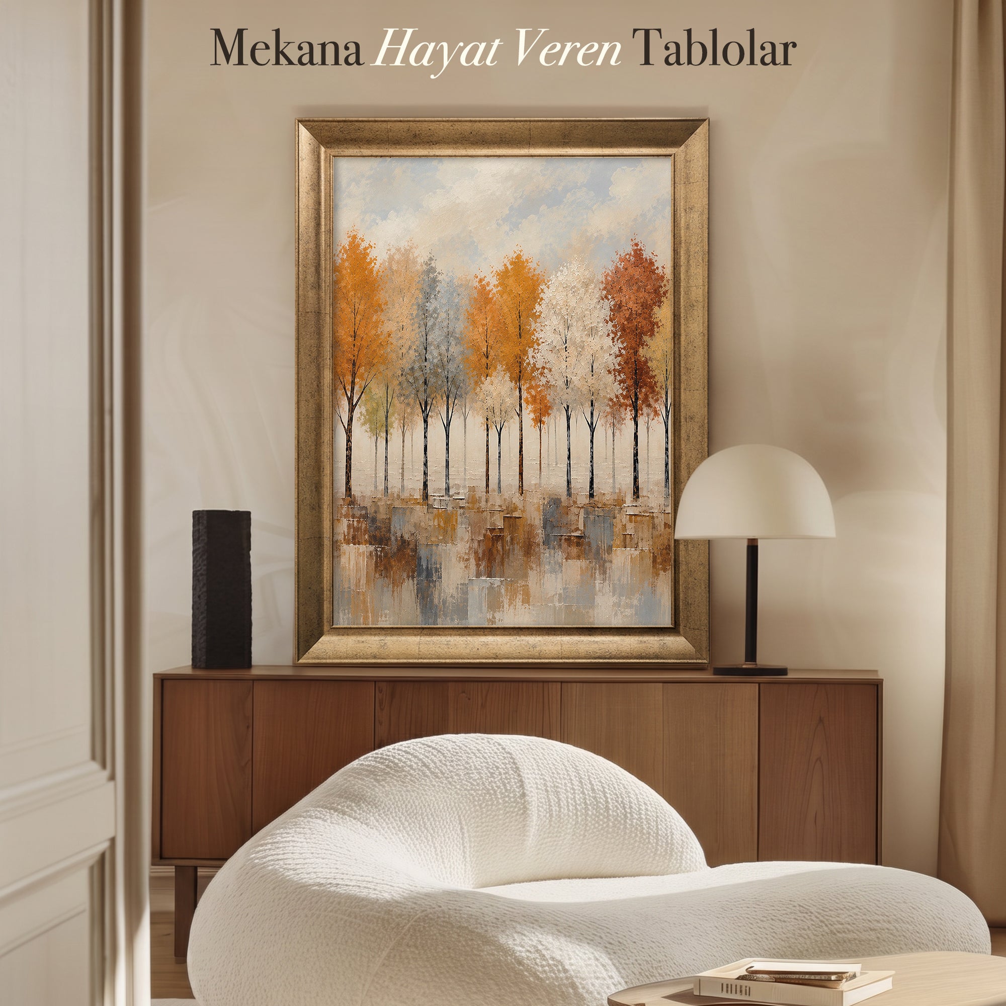 Sonbahar Ağaçları – Modern Manzara Kanvas Tablo