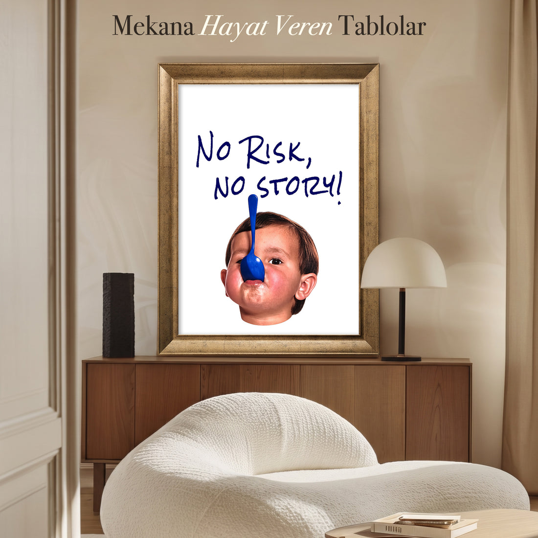 No Risk, No Story Kanvas Tablo – Eğlenceli Motivasyon Duvar Sanatı