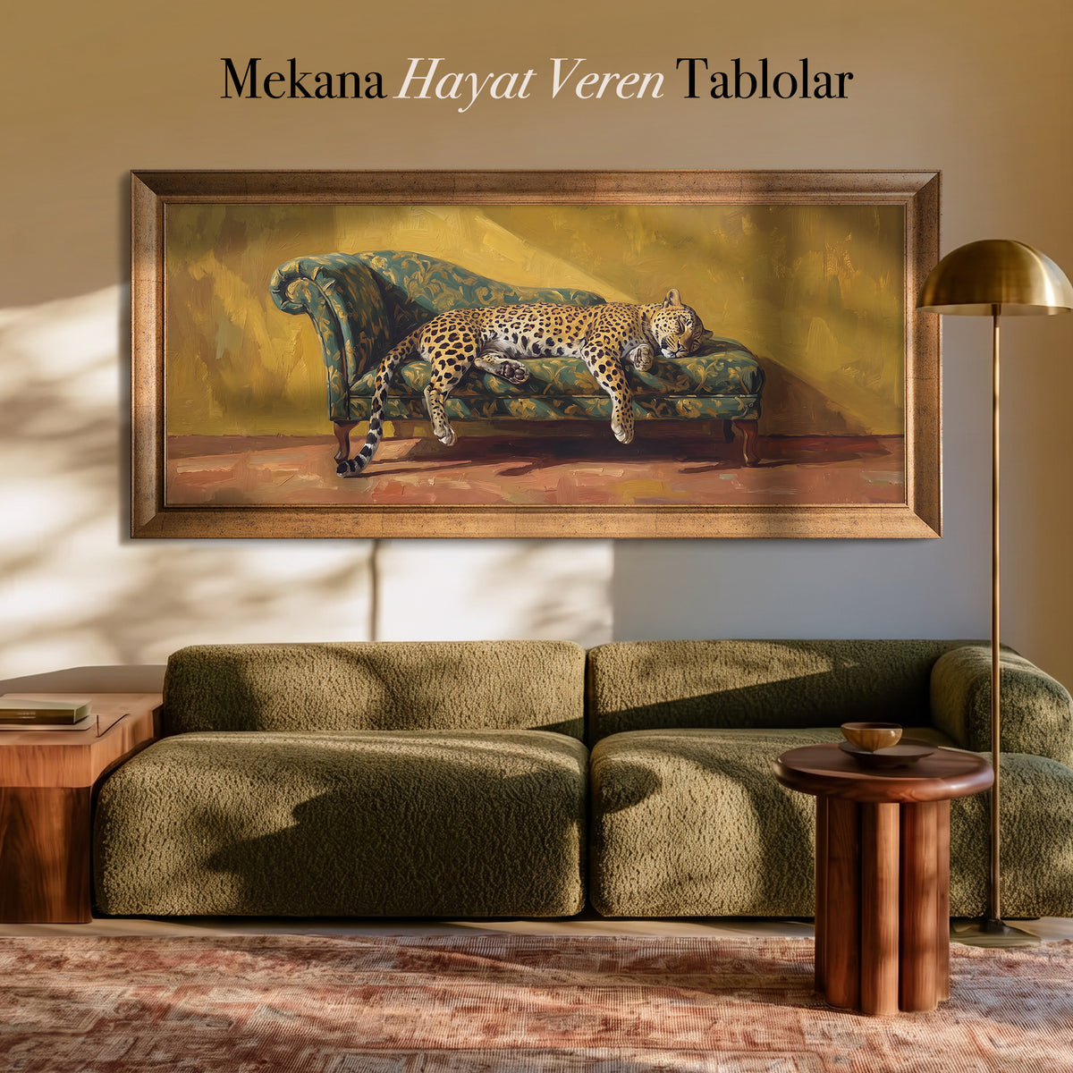 Dinlenen Leopar – Büyük Panoramik Kanvas Tablo