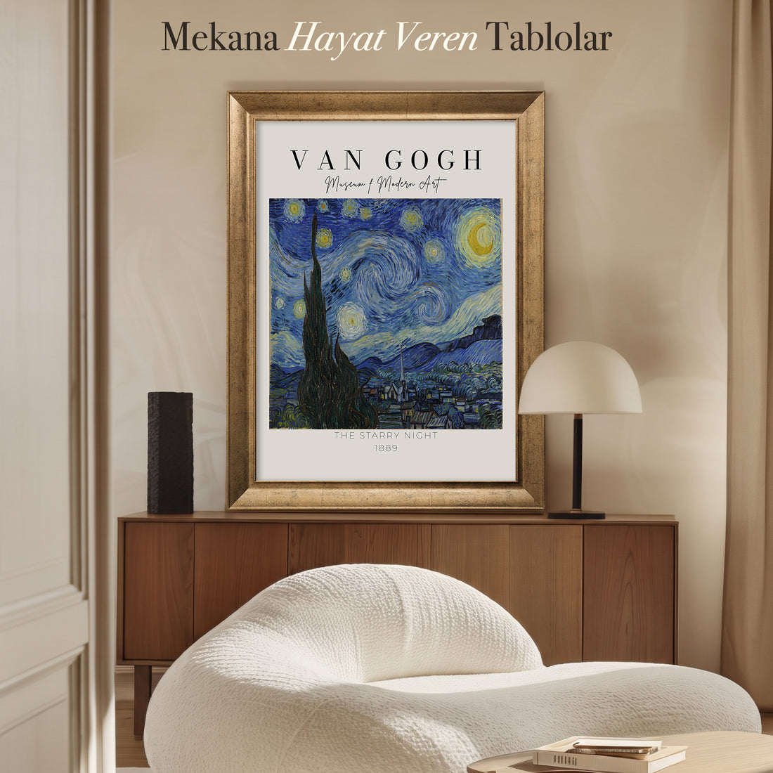 Vincent van Gogh – Yıldızlı Gece (1889) | Çerçeveli Kanvas Tablo