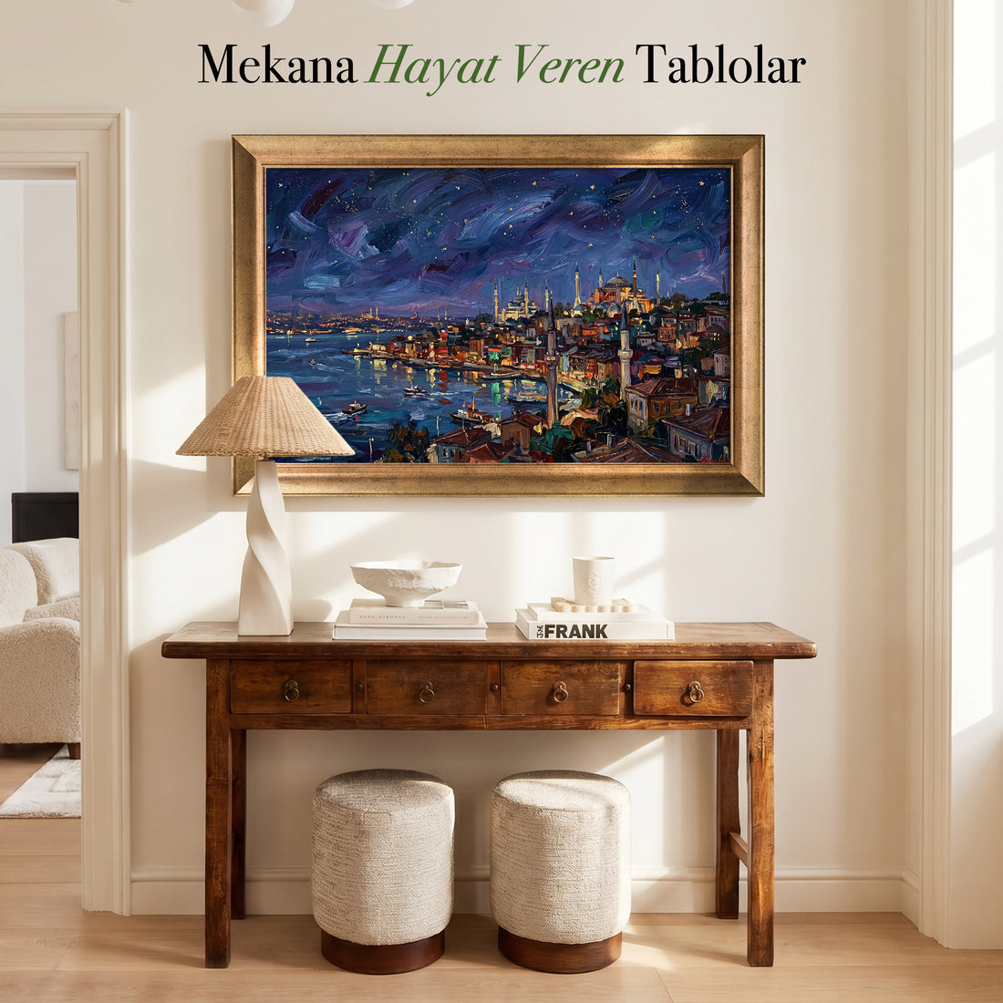 Ayasofya ve İstanbul Geceleri Kanvas Tablo