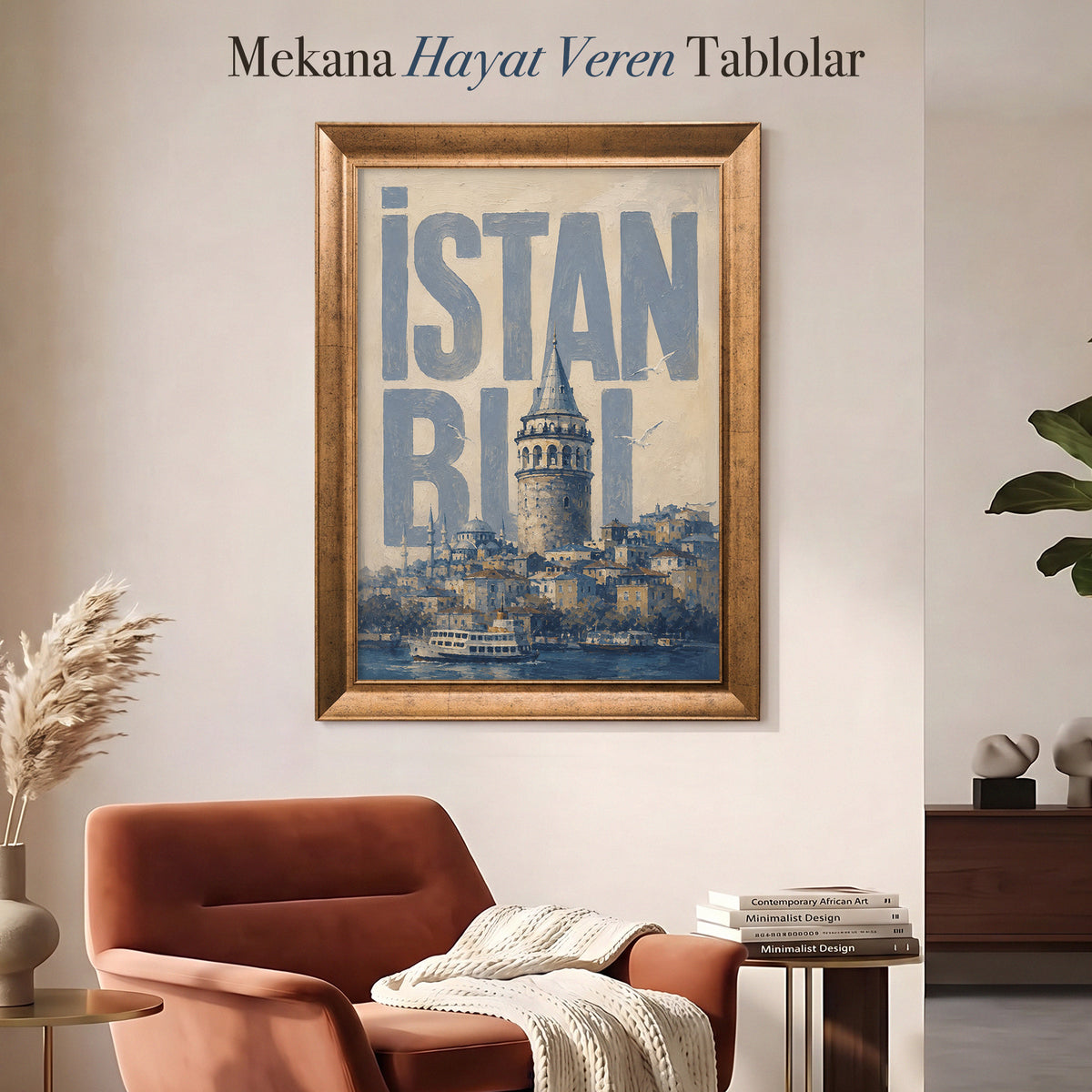 İstanbul Galata Kulesi – Tipografik İstanbul Silüeti Kanvas Tablo
