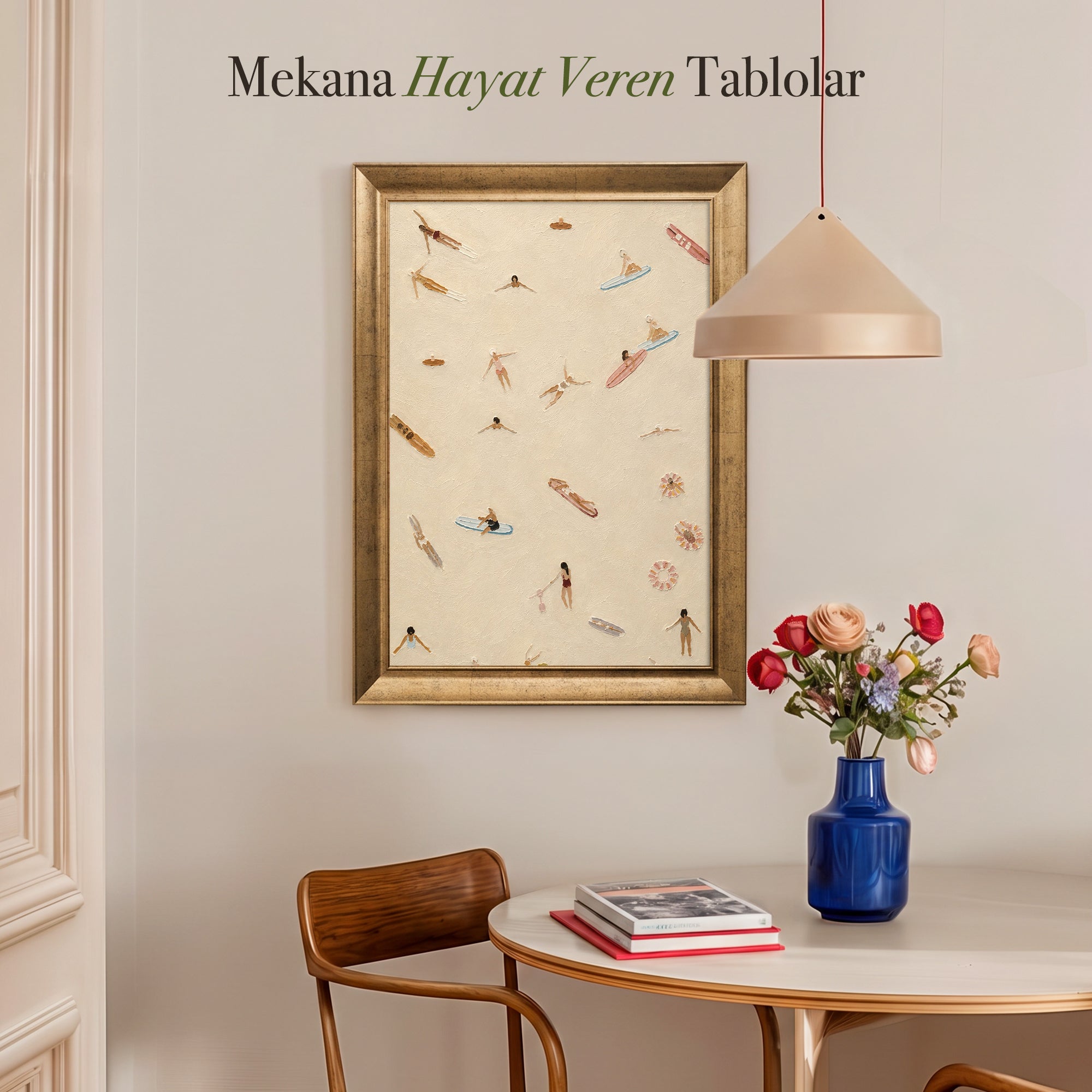 Yaz Tatili ve Deniz Keyfi Kanvas Tablo – Minimal Plaj Dekoratif Duvar Tablosu