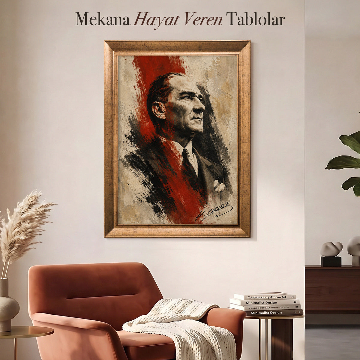 Atatürk Portresi – Türk Bayrağı Efektli Modern Kanvas Tablo