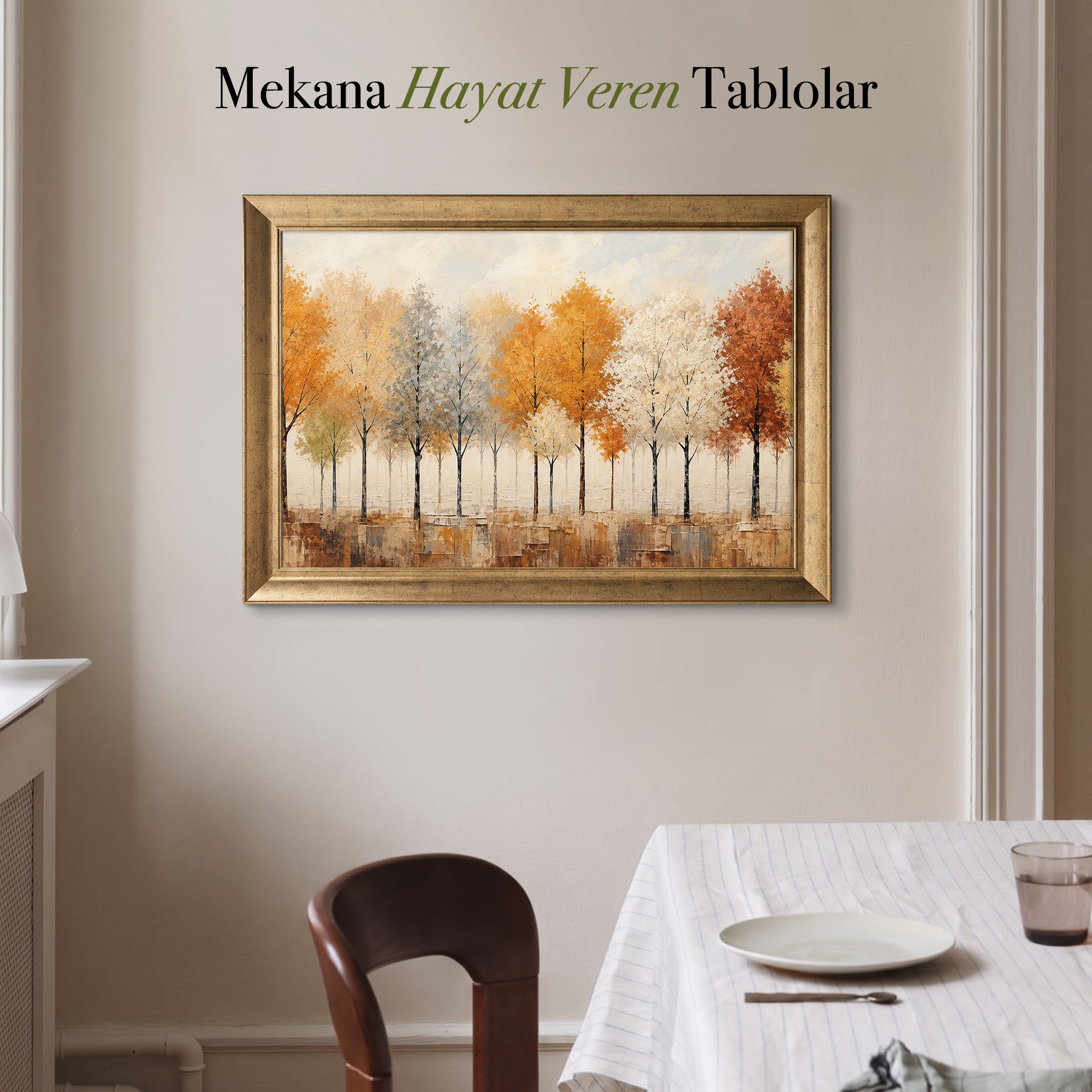 Sonbahar Ağaçları – Modern Manzara Kanvas Tablo