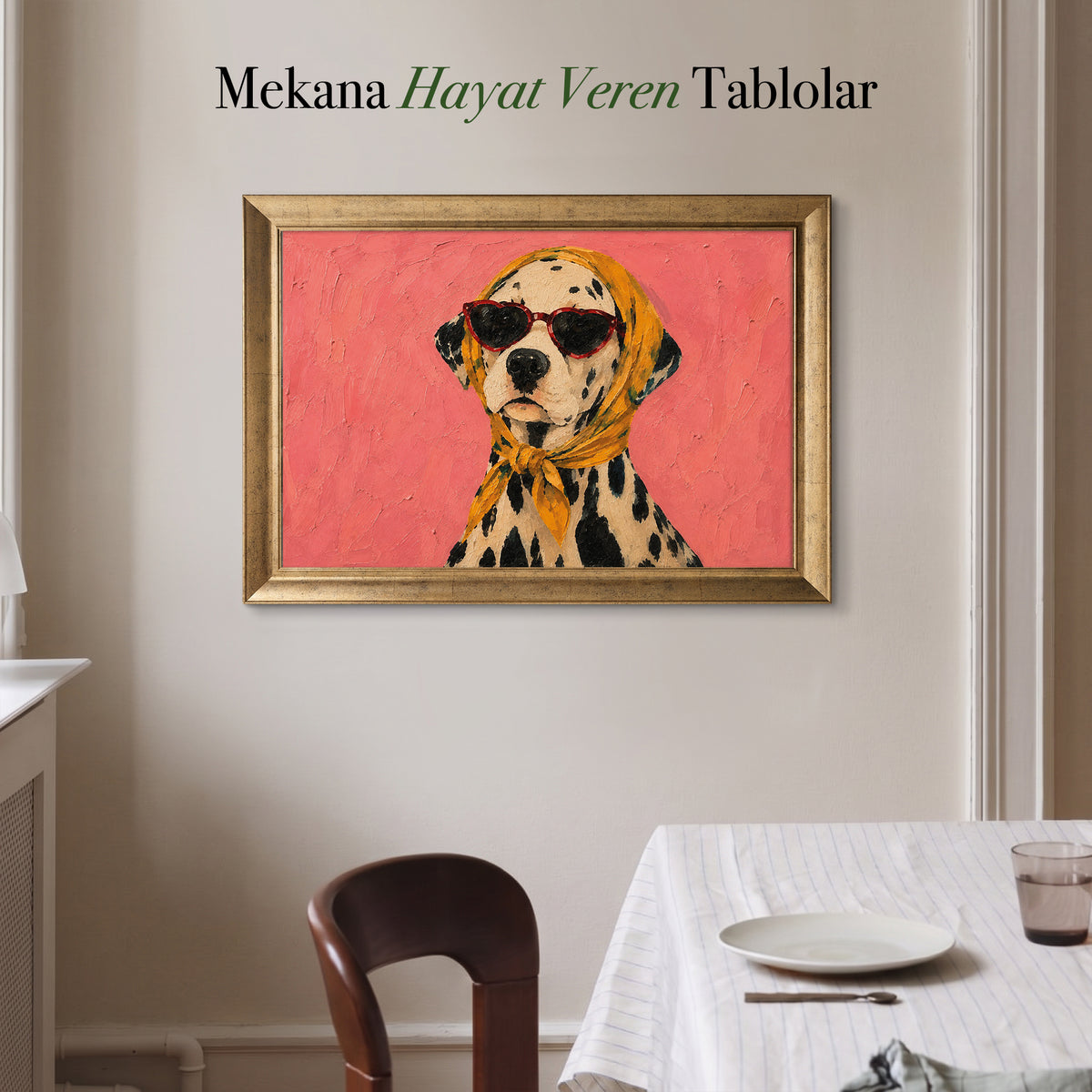 Gözlüklü Dalmaçyalı Köpek – Eğlenceli Kanvas Tablo