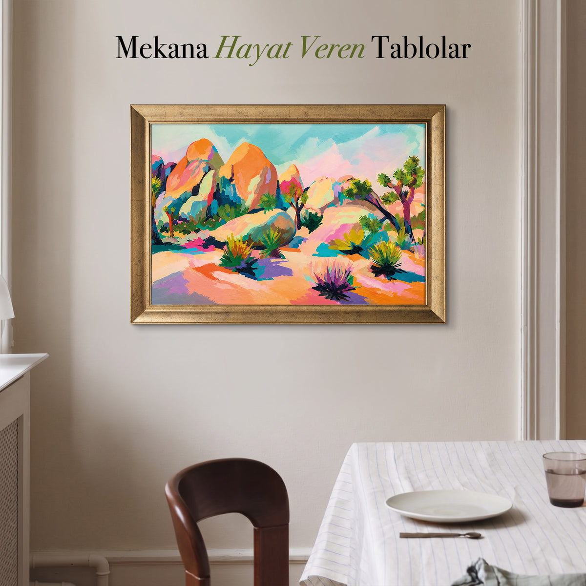 Renkli Çöl Manzarası – Modern Kanvas Tablo