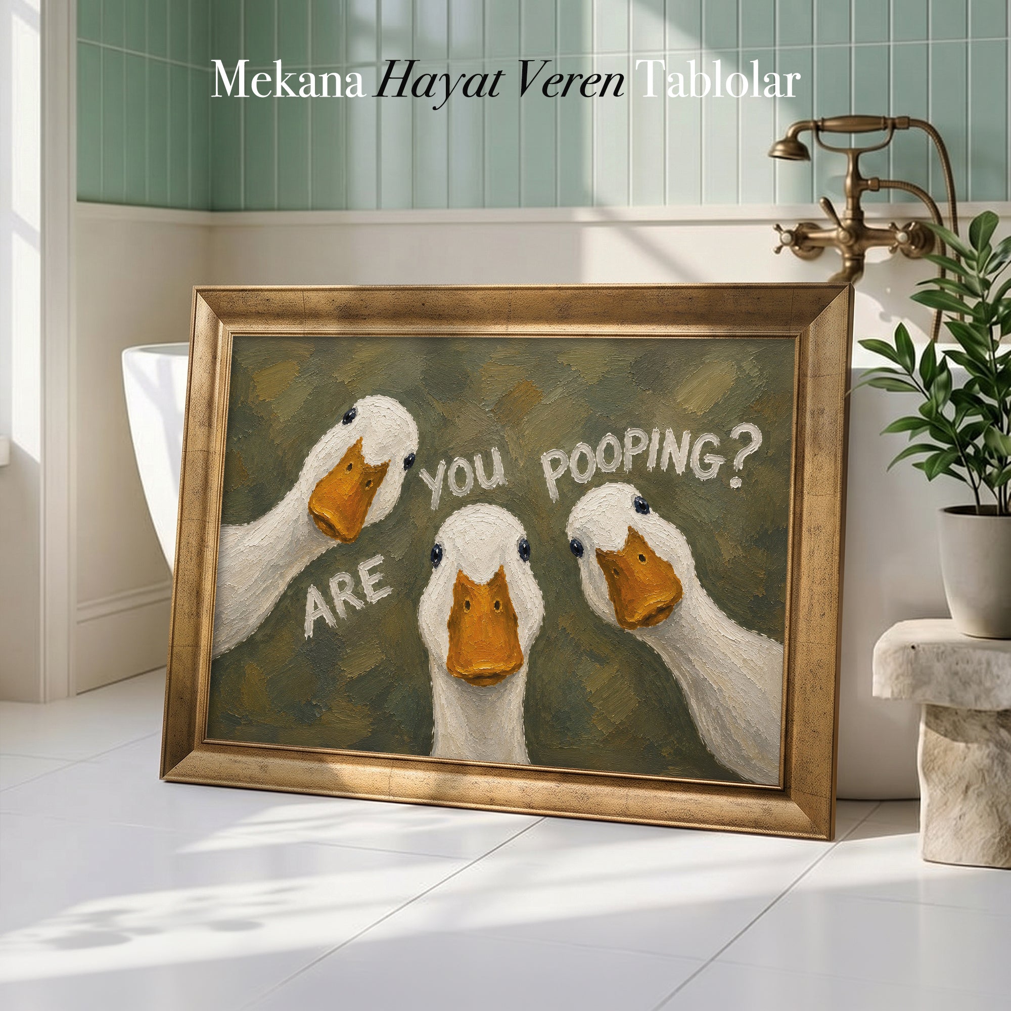Are You Pooping? – Üç Ördek Mizahi Kanvas Tablo