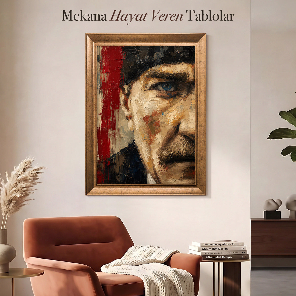 Mavi Gözlü Atatürk Portresi – Modern Figüratif Kanvas Tablo