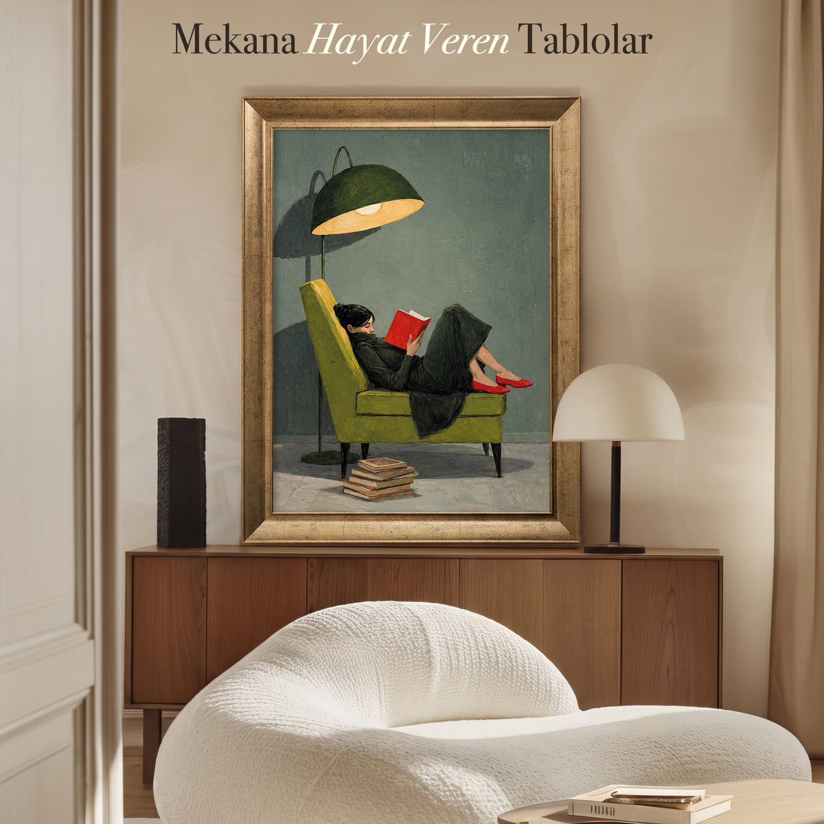 Kitap Okuyan Kadın – İç Mekan Kanvas Tablo