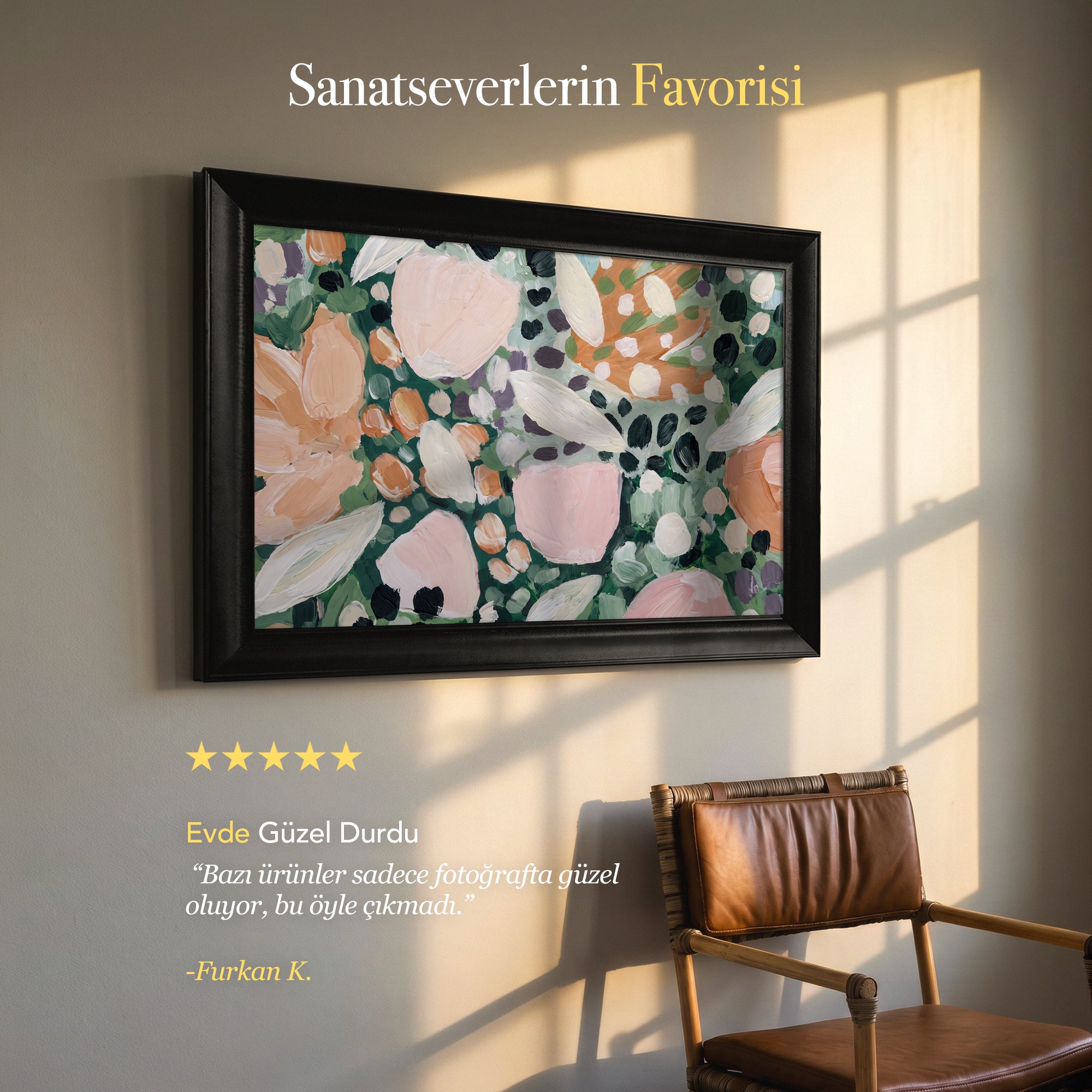 Soyut Çiçek Bahçesi Kanvas Tablo – Pastel Floral Modern Dekoratif Tablo