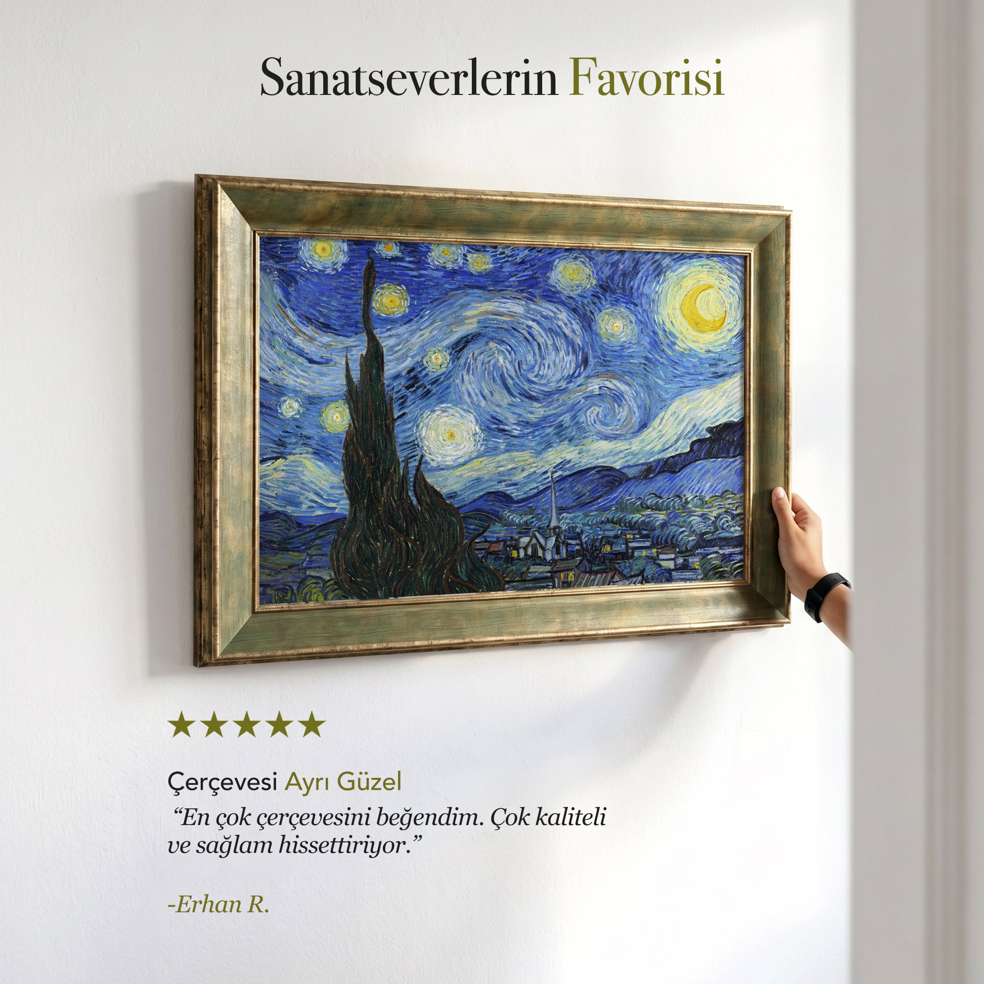 Vincent van Gogh – Yıldızlı Gece (1889) | Çerçeveli Duvar Tablosu