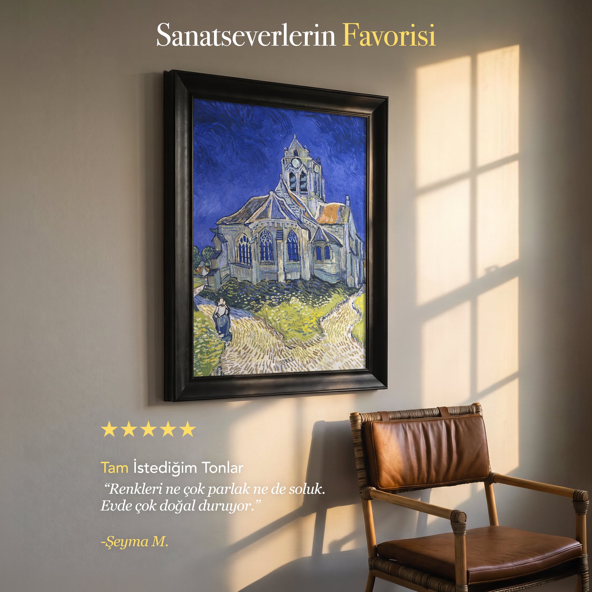 Vincent van Gogh – Auvers Kilisesi (1890) | Çerçeveli Duvar Tablosu