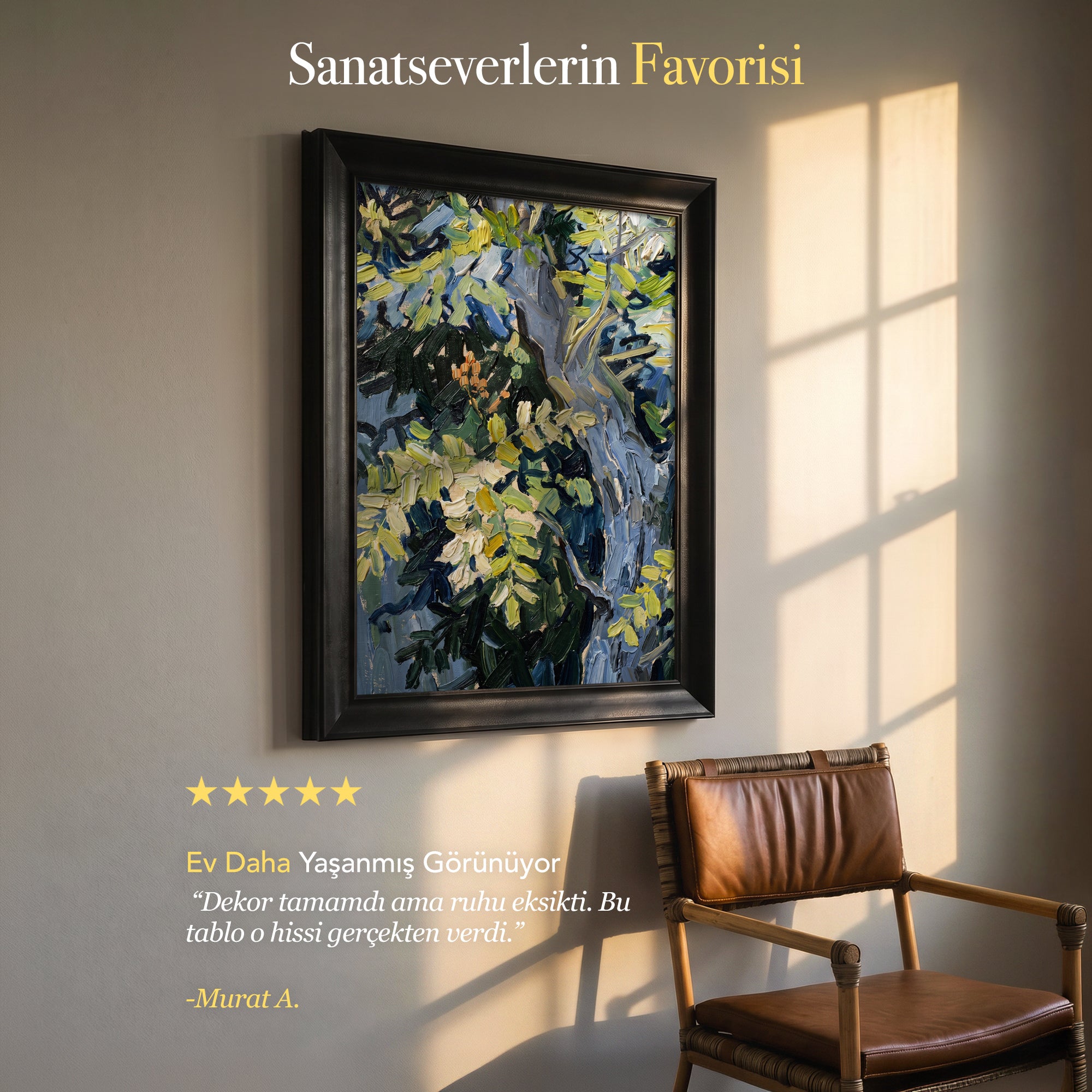 Soyut Ağaç Kanvas Tablo | Modern Doğa Temalı Duvar Dekoru | Yağlı Boya Görünümlü Sanat Eseri