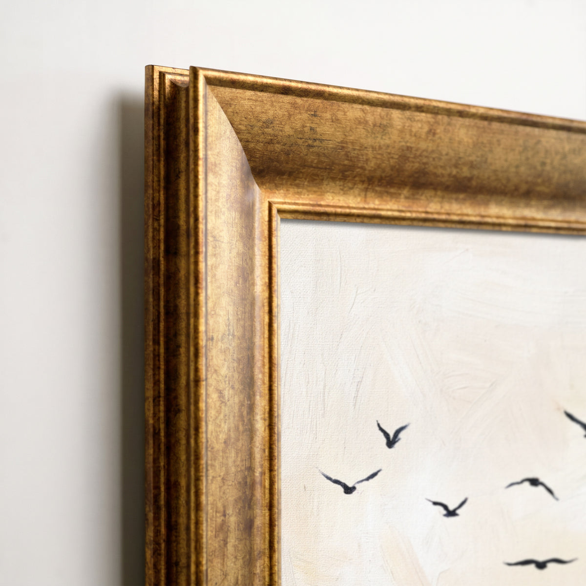 Gün Batımı ve Uçan Kuşlar Kanvas Tablo – Modern Minimalist Doğa Manzarası Duvar Dekoru