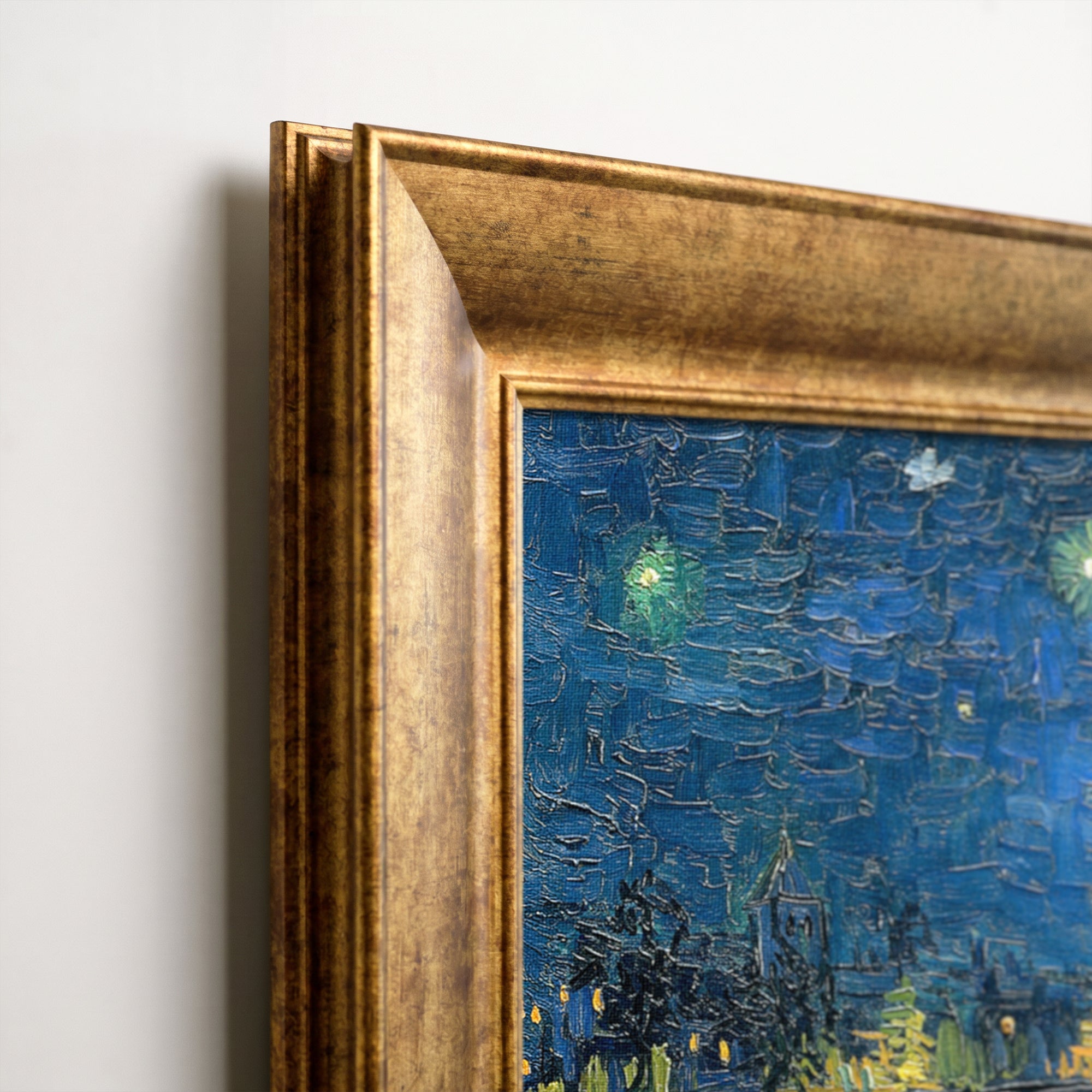 Yıldızlı Gece Liman Manzarası Tablosu | Van Gogh Tarzı Kanvas Duvar Dekoru