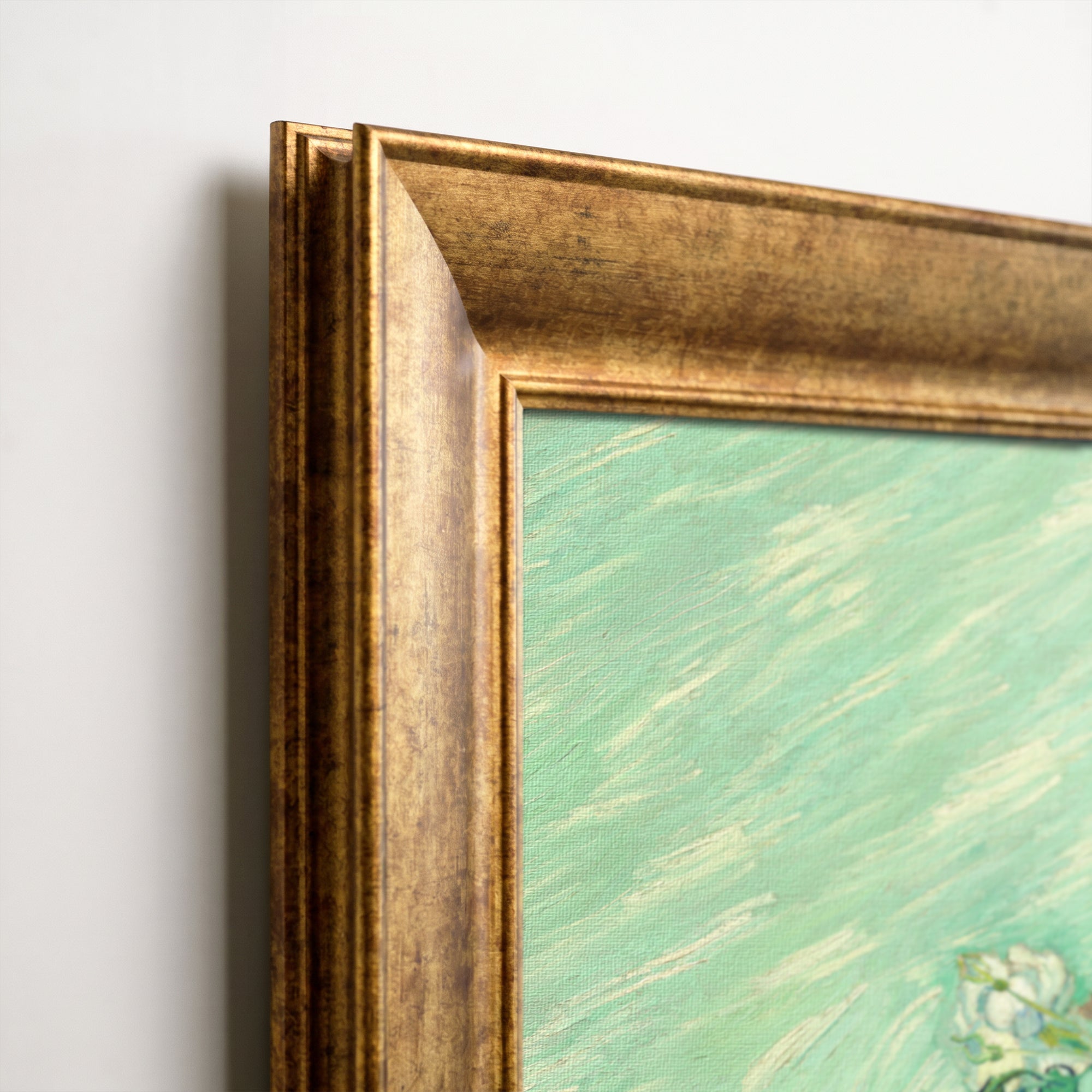 Vazoda Beyaz Çiçekler Tablosu | Van Gogh Tarzı Floral Kanvas Duvar Dekoru