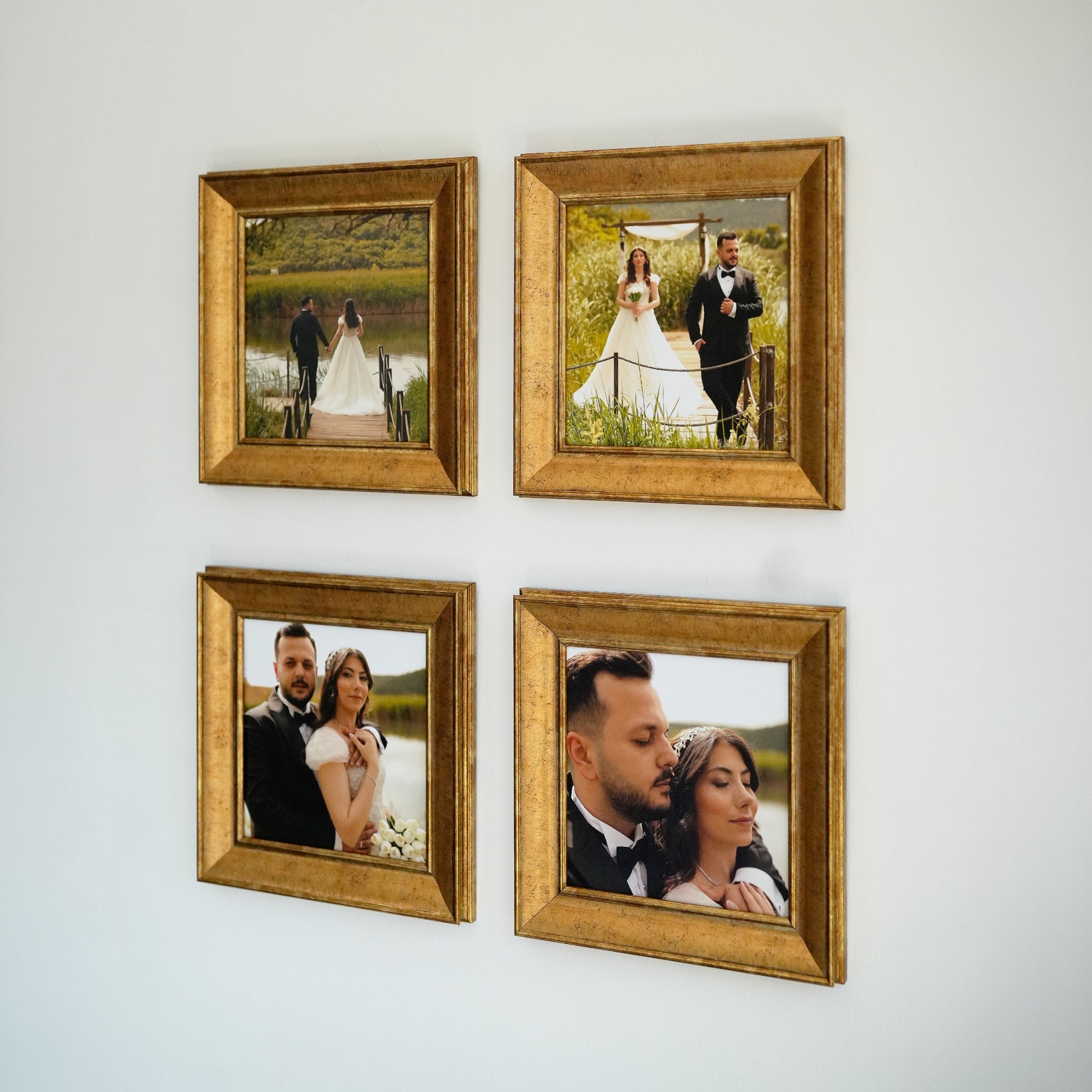 "Güzel Anılar Köşesi" Kişiye Özel Gold Çerçeveli Fotoğraf Kolajı Seti