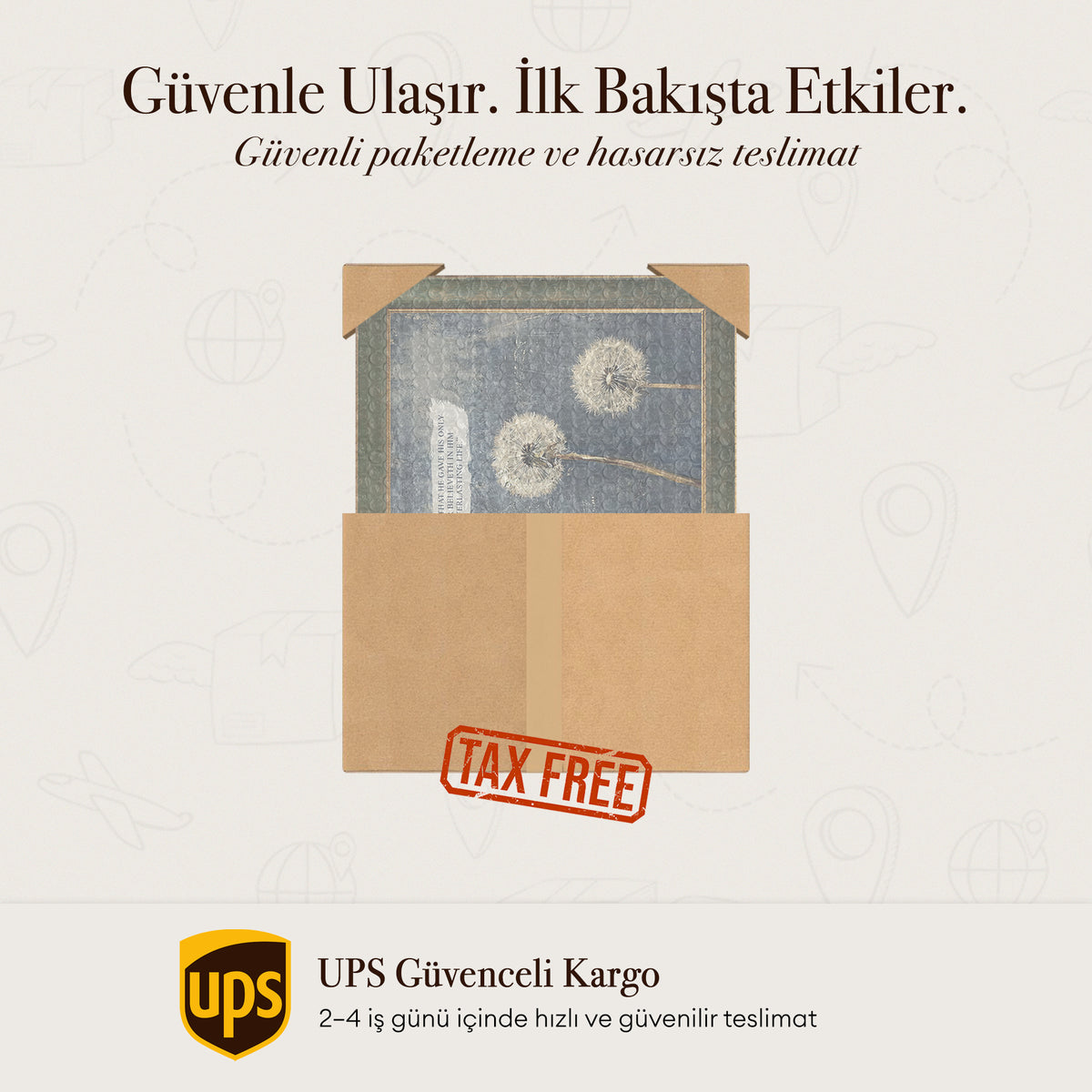 Hardal Zeminde Uçan Turnalar Kanvas Tablo